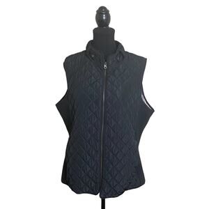 MARKET & SPRUCE Vest Women XXL Quilted Lined Black Pockets Fall Winter Basics